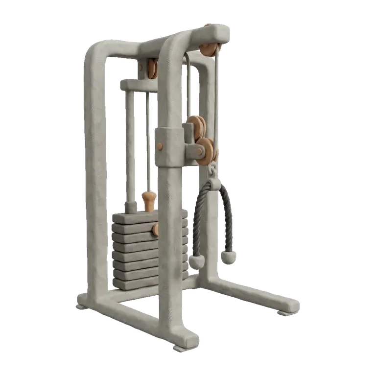 Clay illustration of a cable machine