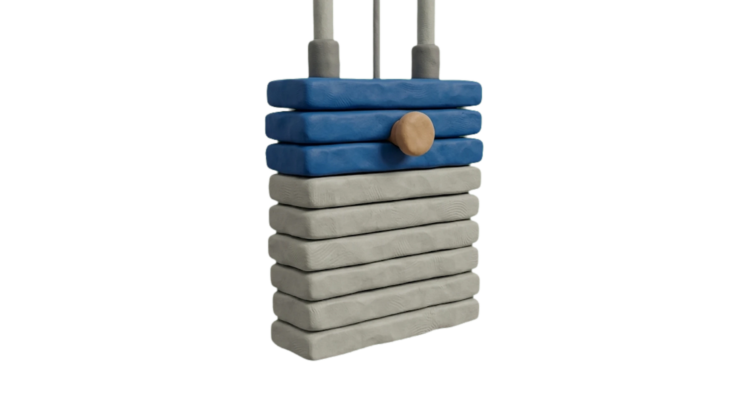 Clay illustration of a cable machine weight stack with the pin in the third plate